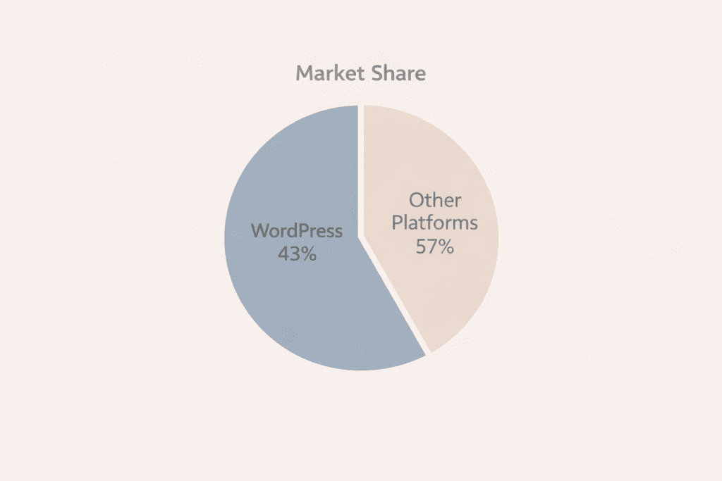 WordPress market share compared to other website platforms.