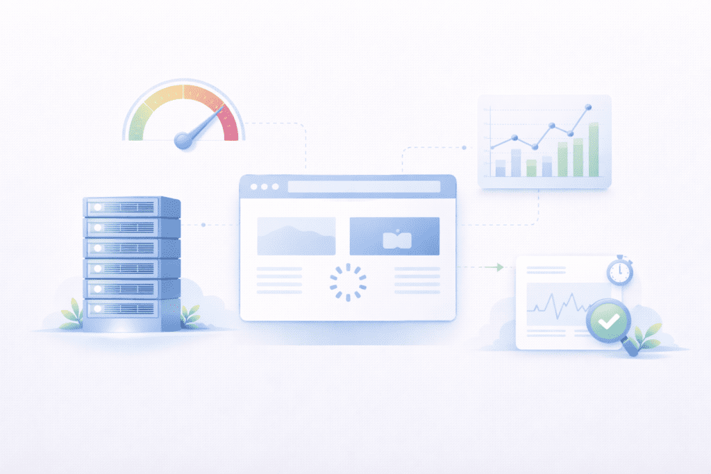 website speed test showing server response time performance metrics and loading analysis