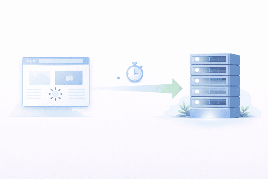 TTFB showing how long it takes for a web server to start sending data to a browser