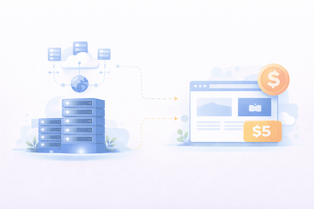 cheap web hosting under $5 comparison showing budget hosting plans and server infrastructure