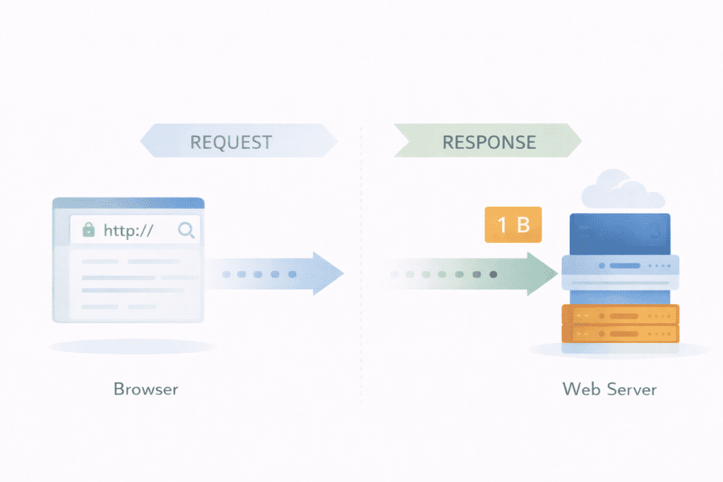 browser sending request to web server and receiving first byte response