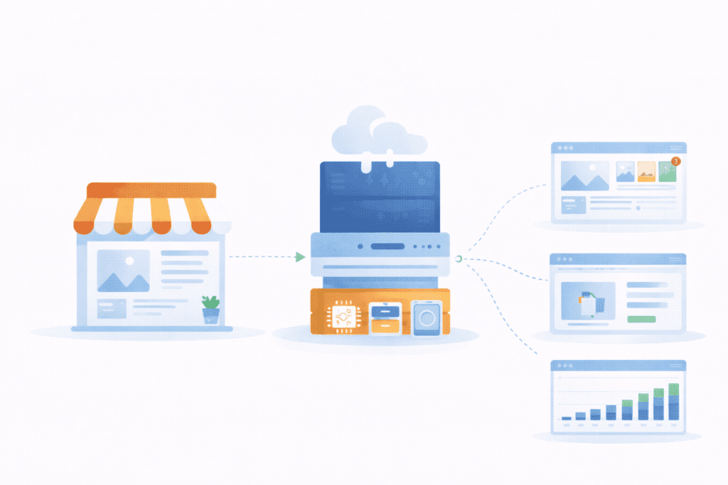 small business website hosted on budget cloud hosting server