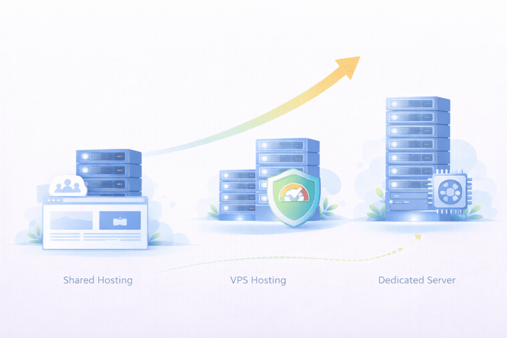 hosting upgrade path from shared hosting to VPS and dedicated servers