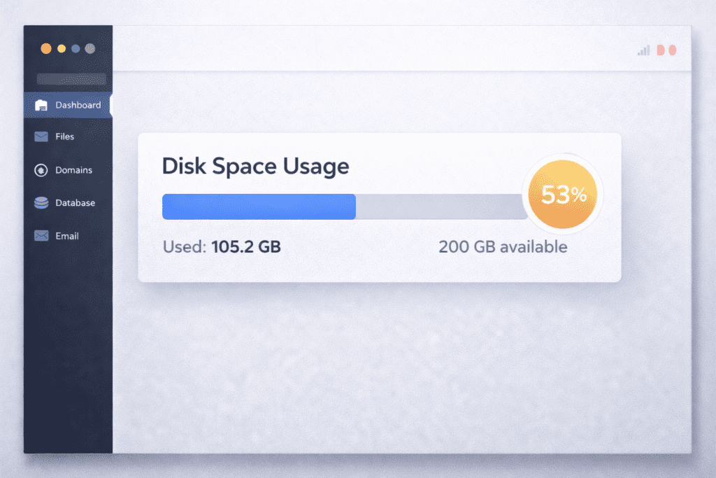 Disk space usage inside a web hosting control panel