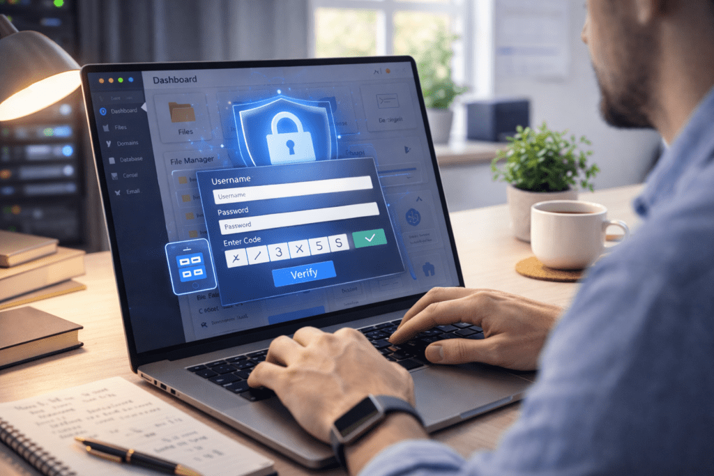 Secure login screen for cPanel with username and password verification