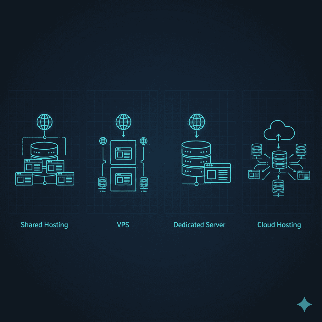 Shared hosting VPS dedicated server and cloud hosting comparison