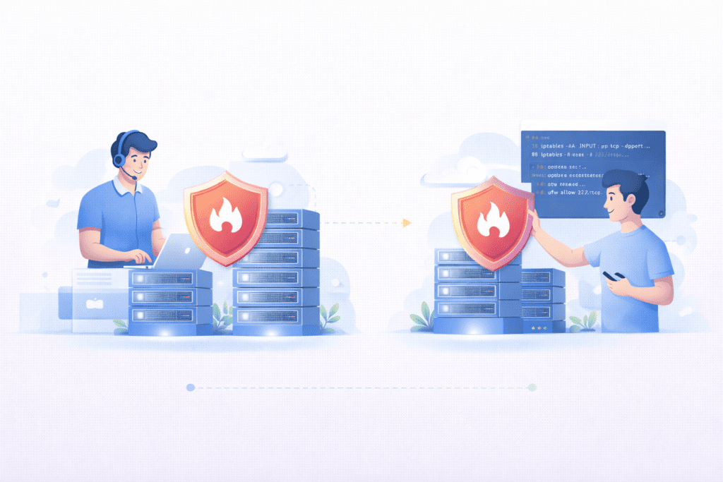 VPS server security management and firewall protection setup