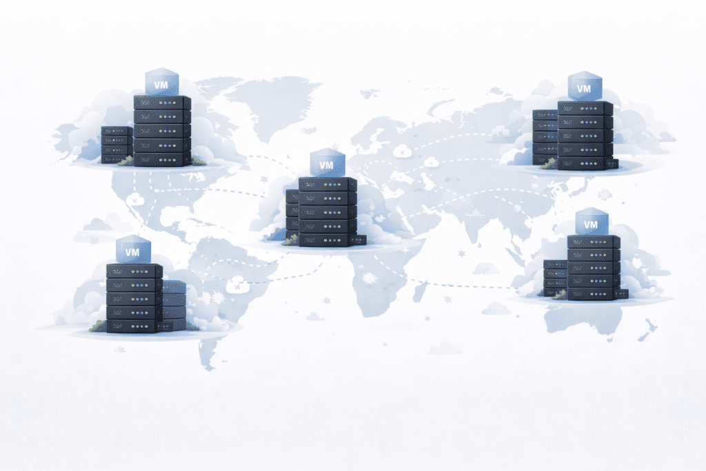 Global unmanaged VPS hosting network with multiple data center locations