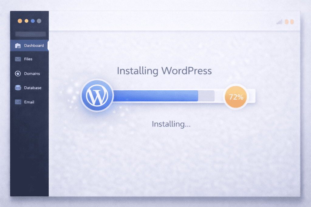 Installing WordPress through a hosting control panel dashboard