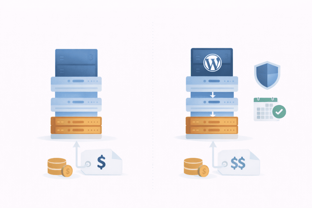Shared hosting cost compared with managed WordPress hosting pricing