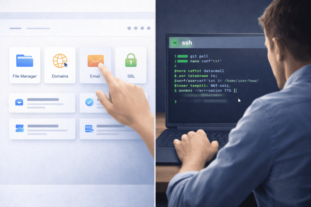 Using cPanel dashboard instead of SSH command line for website management
