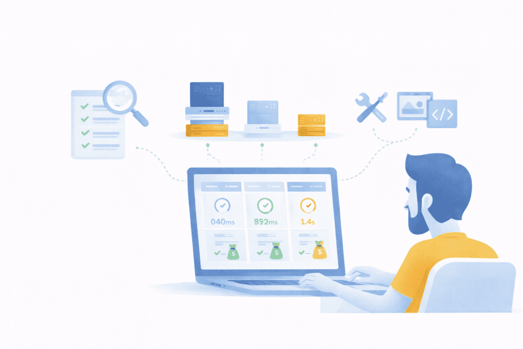 user comparing web hosting plans based on speed price and features