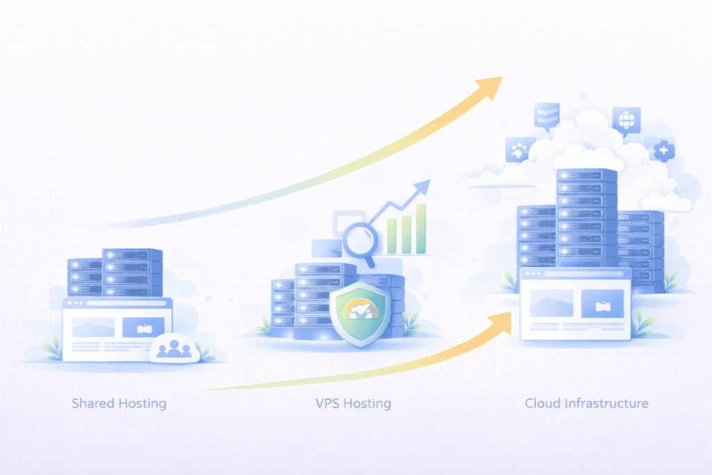 scalable hosting infrastructure from shared hosting to VPS and cloud hosting