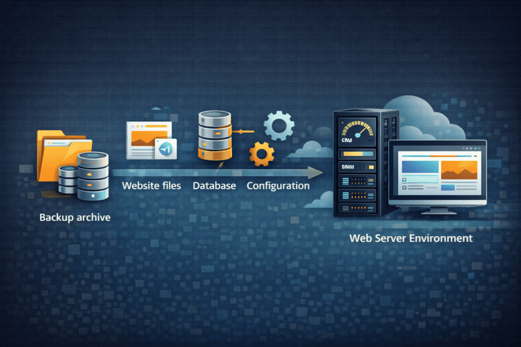 Website backup archive containing files database and configuration data