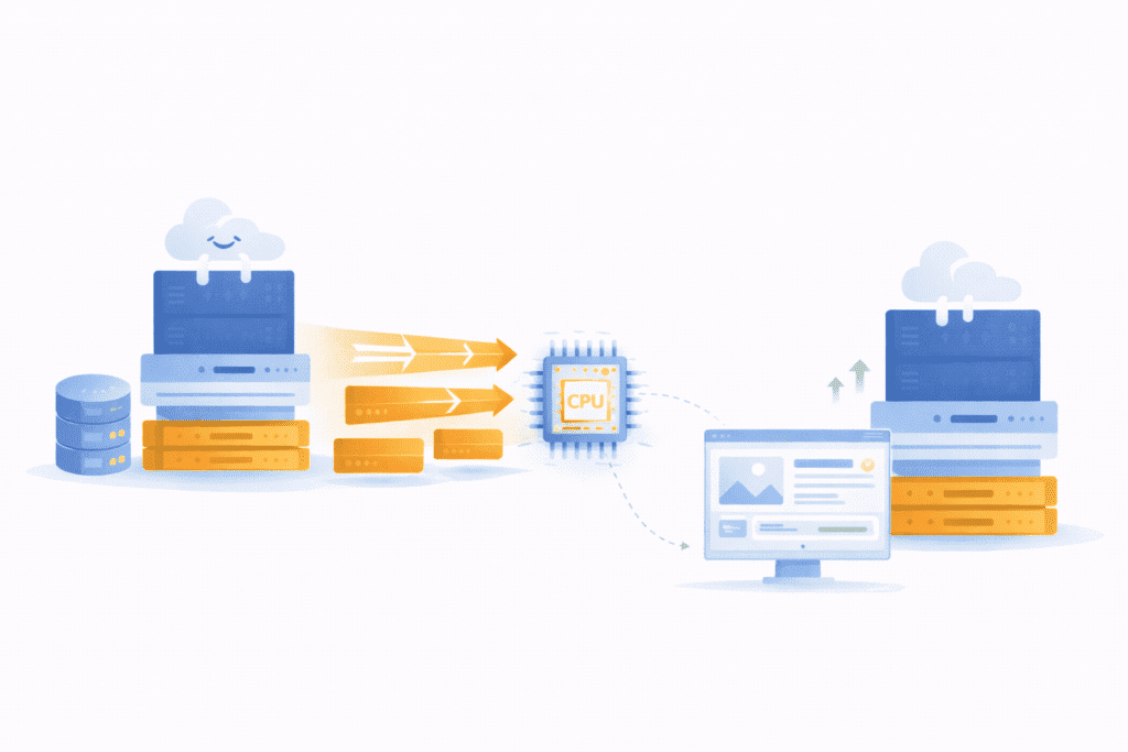 server data flow from storage to CPU improving website performance