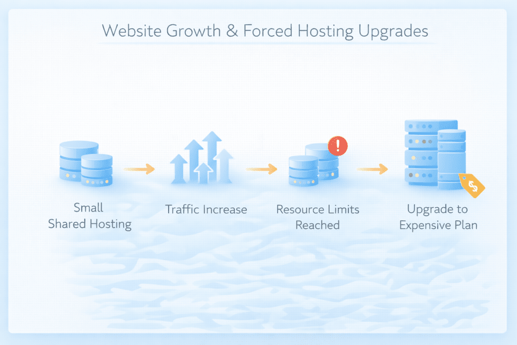 website growth leads to forced hosting upgrade and higher pricing plans