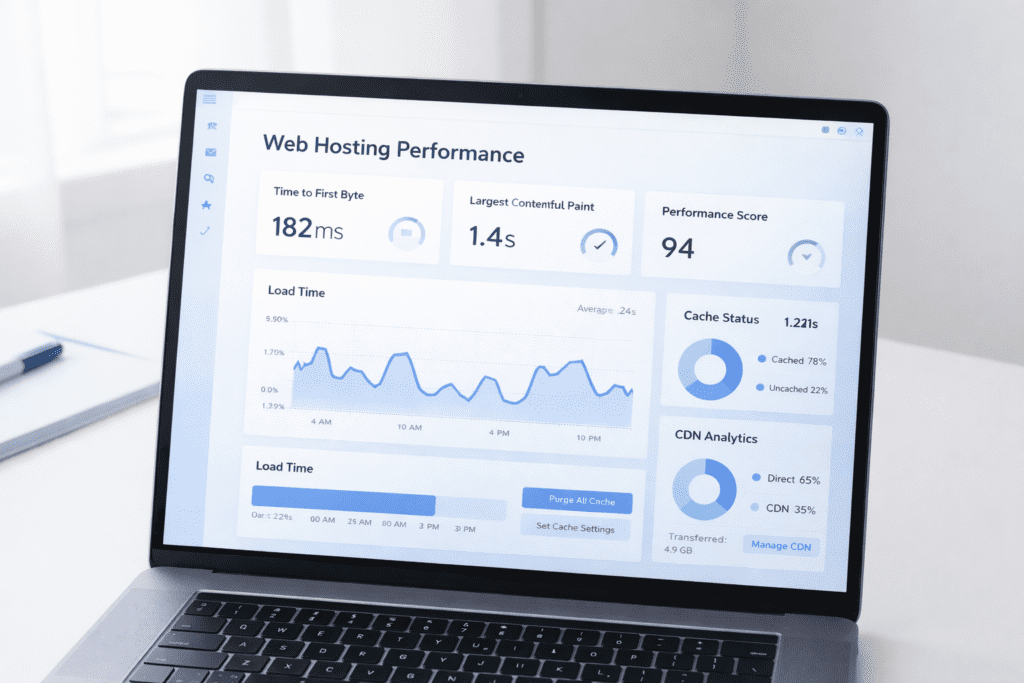 a2 hosting performance metrics load time uptime cache status and speed analysis