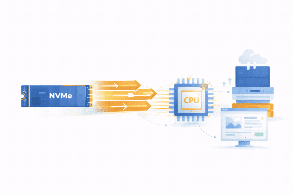NVMe storage sending high speed data to server CPU