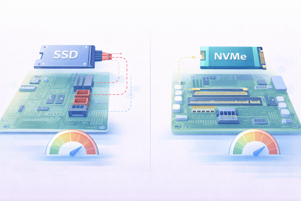 SATA SSD versus NVMe interface connection on server motherboard