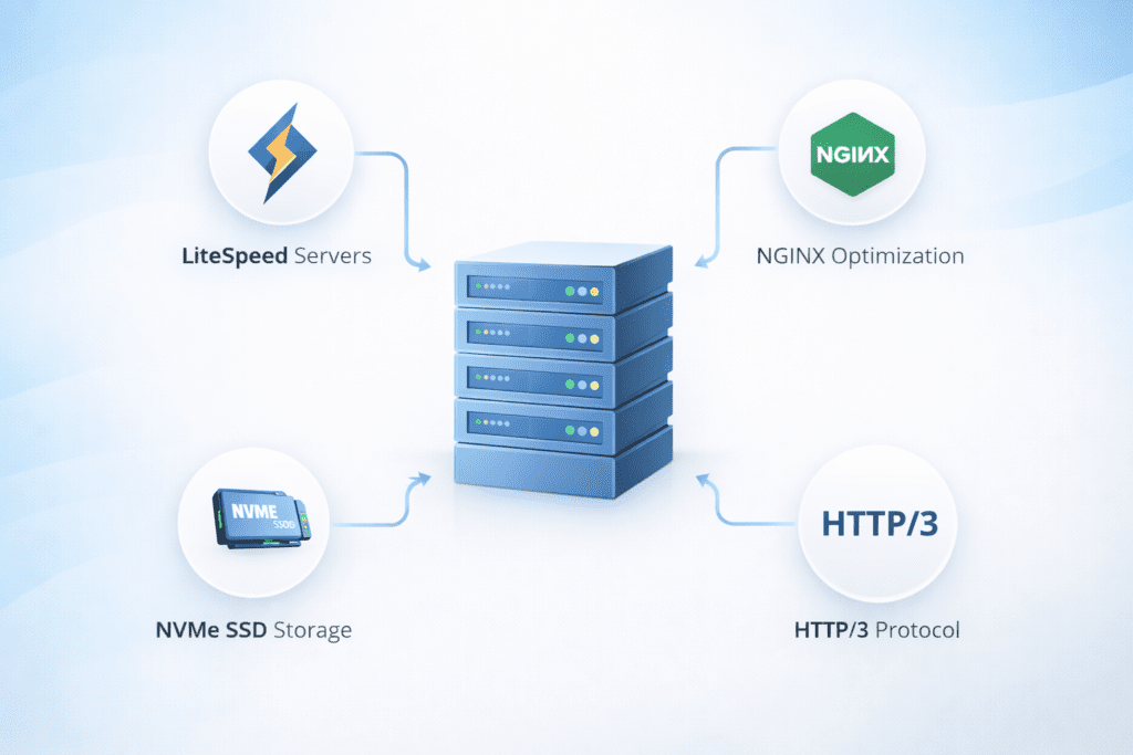 litespeed nginx nvme ssd and http3 technologies for fastest web hosting