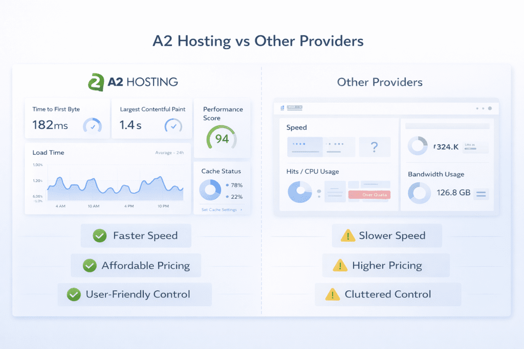 a2 hosting vs other providers comparison speed pricing and usability features