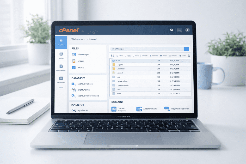 a2 hosting cpanel interface file manager databases and hosting controls