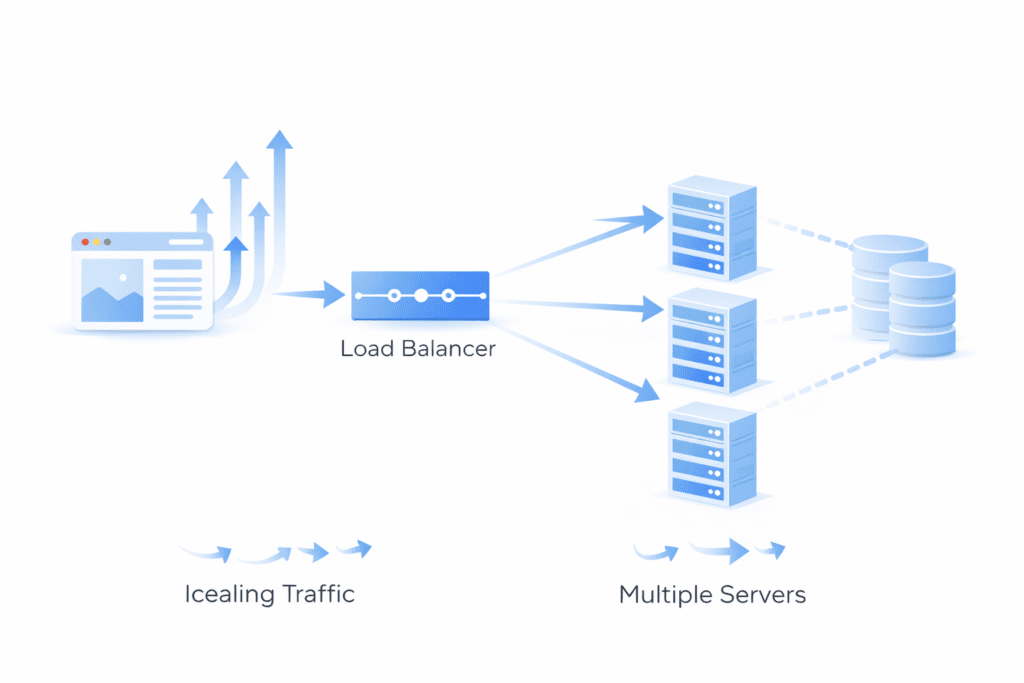 hosting scalability load balancer distributing traffic multiple servers high traffic management