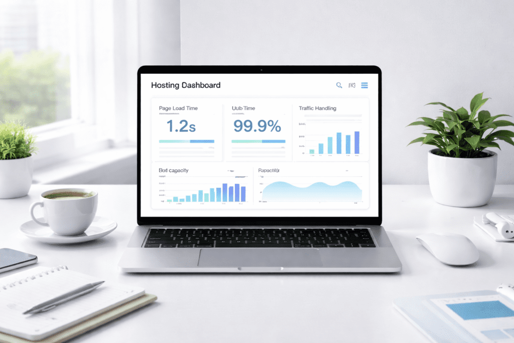 liquid web hosting dashboard analytics laptop workspace performance monitoring