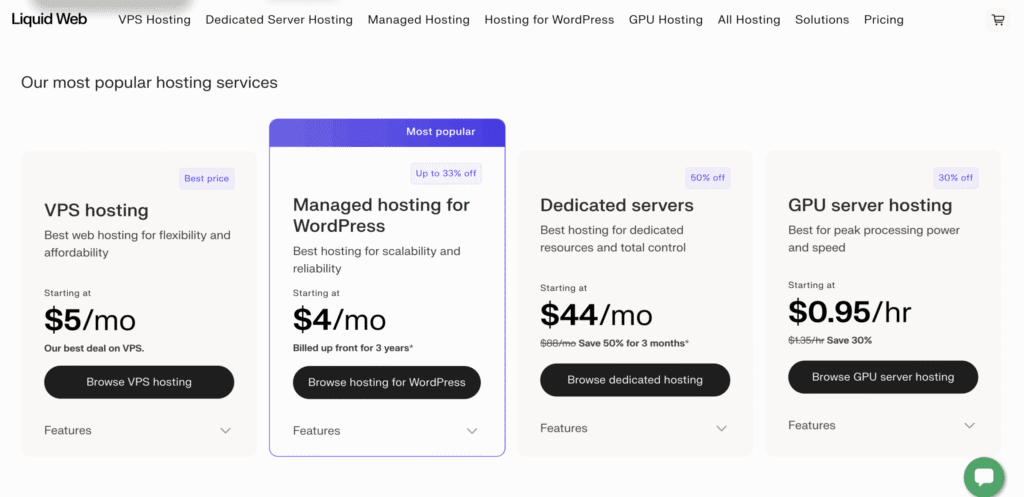 liquid web managed hosting plans pricing vps dedicated cloud wordpress comparison