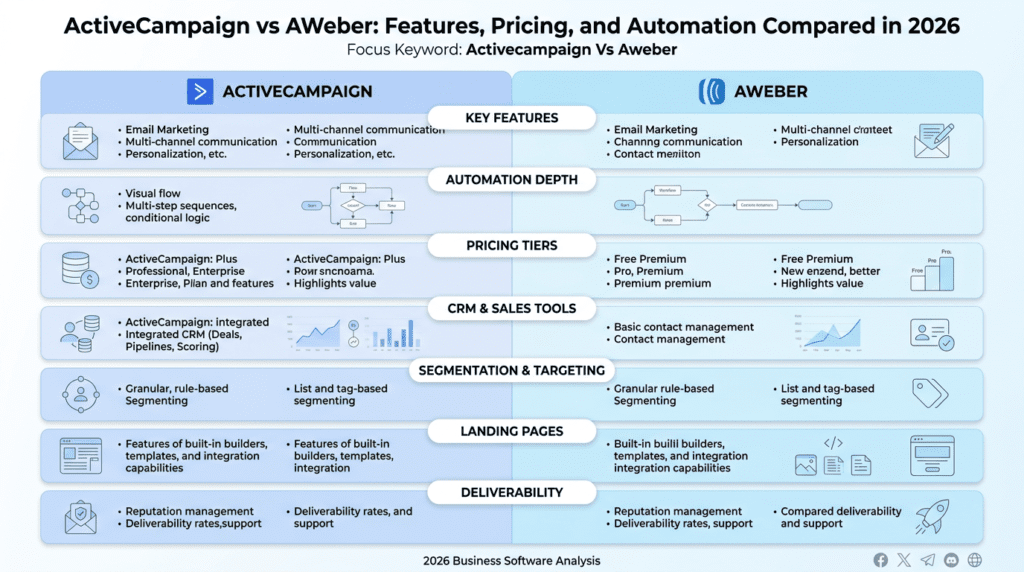 Activecampaign Vs Aweber comparison framework infographic