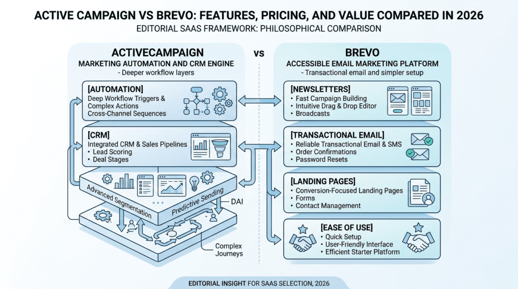 Activecampaign Vs Brevo framework showing automation and email platform differences