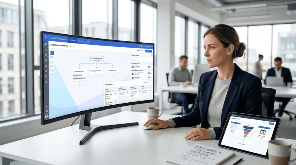 Activecampaign Vs Clickfunnels ActiveCampaign automation and CRM dashboard