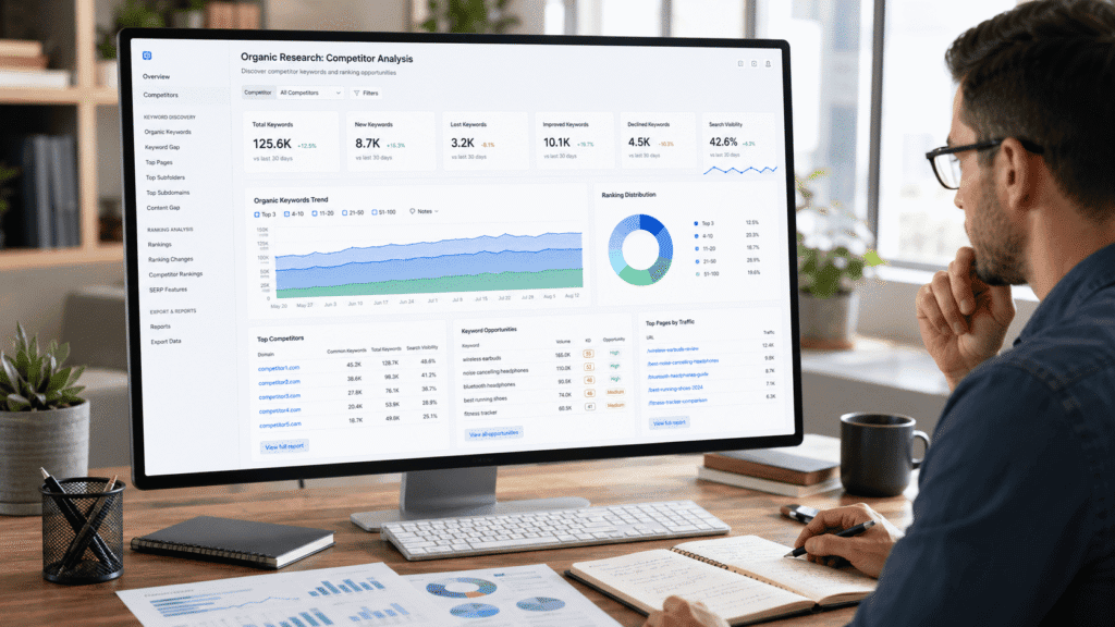 Organic keyword extraction process for competitor ranking analysis