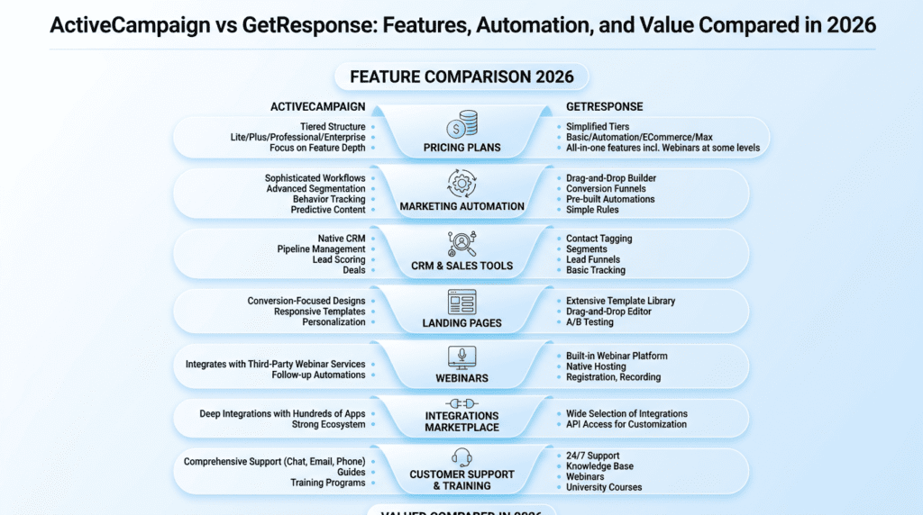 Activecampaign Vs Getresponse feature comparison infographic