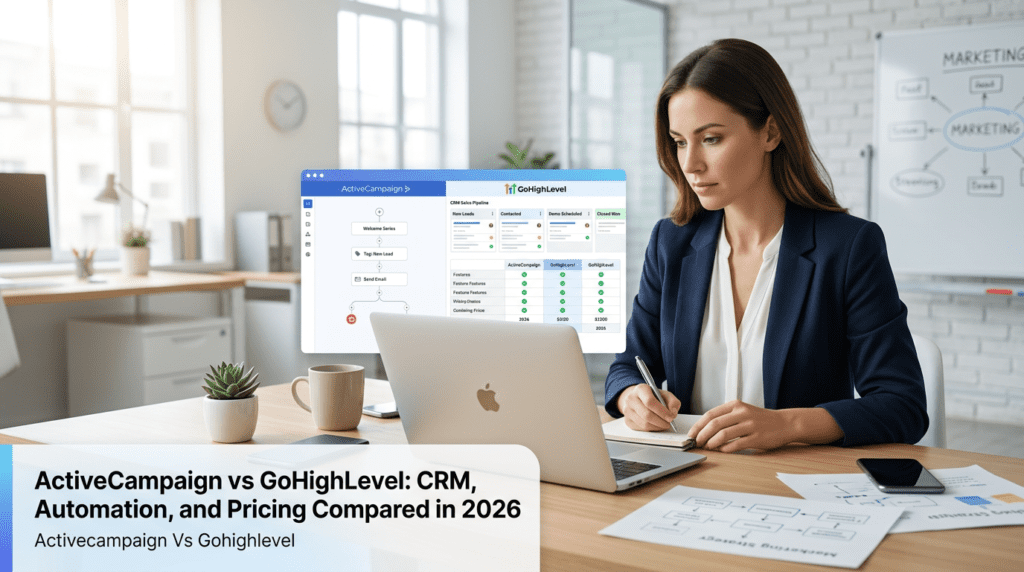 Activecampaign Vs Gohighlevel comparison in a modern SaaS workspace