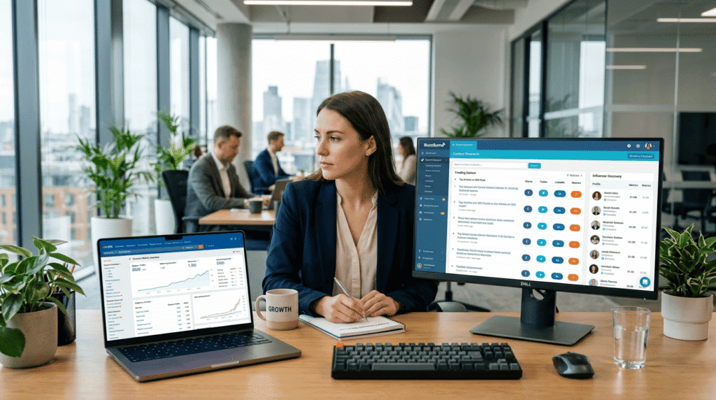 Ahrefs Vs Buzzsumo comparison in a modern SaaS workspace