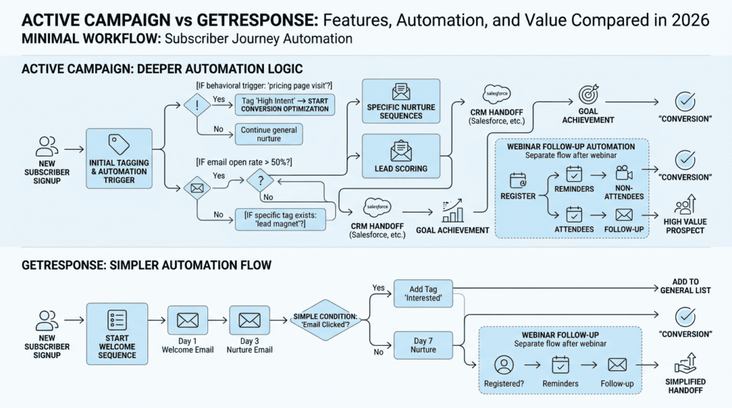 Activecampaign Vs Getresponse automation workflow diagram