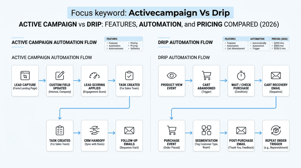 Activecampaign Vs Drip automation workflow diagram