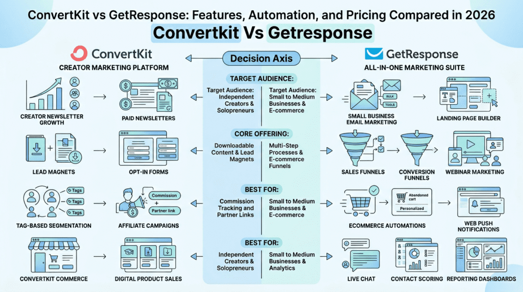 ConvertKit Vs GetResponse positioning framework for creators and businesses