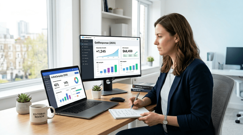 Editor reviewing Activecampaign Vs Getresponse marketing reports