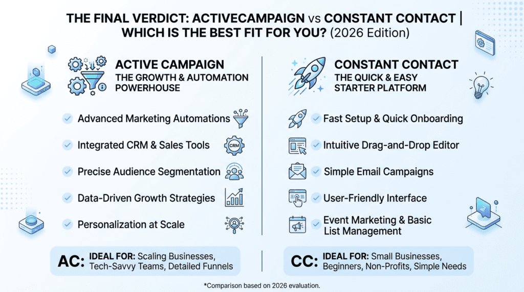 Final verdict comparing ActiveCampaign and Constant Contact