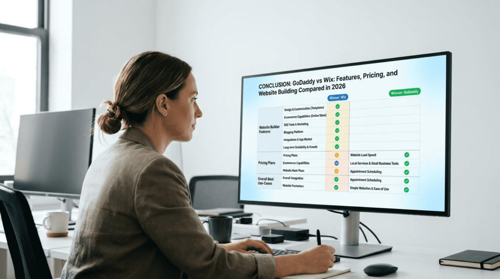GoDaddy Vs Wix final recommendation decision matrix reviewed by editor