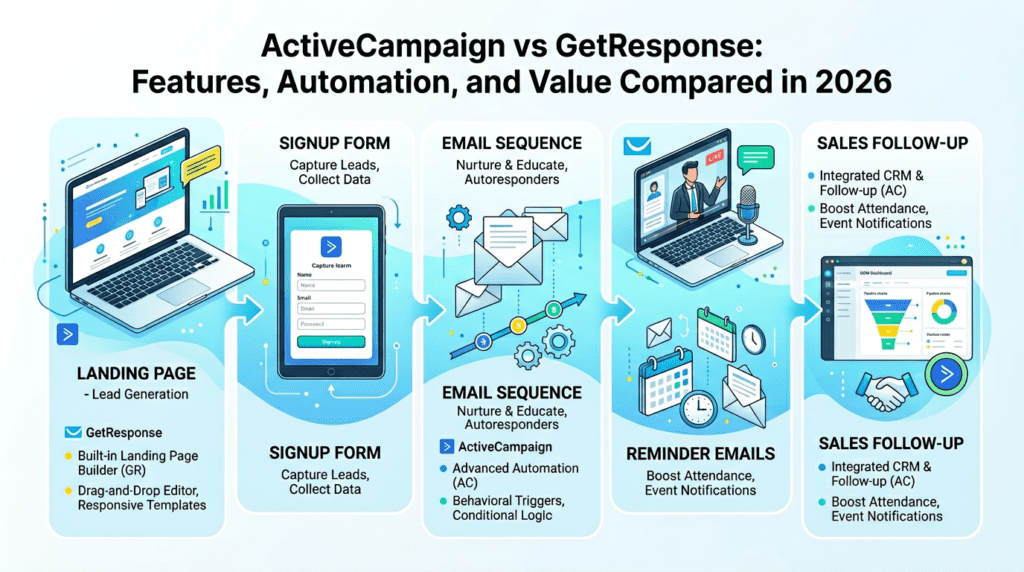 Activecampaign Vs Getresponse funnel and webinar workflow