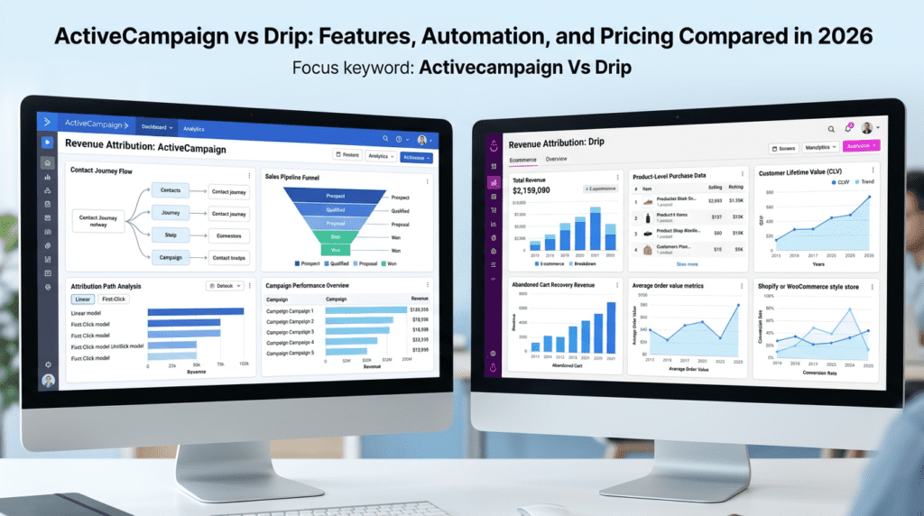 Activecampaign Vs Drip revenue attribution dashboard comparison