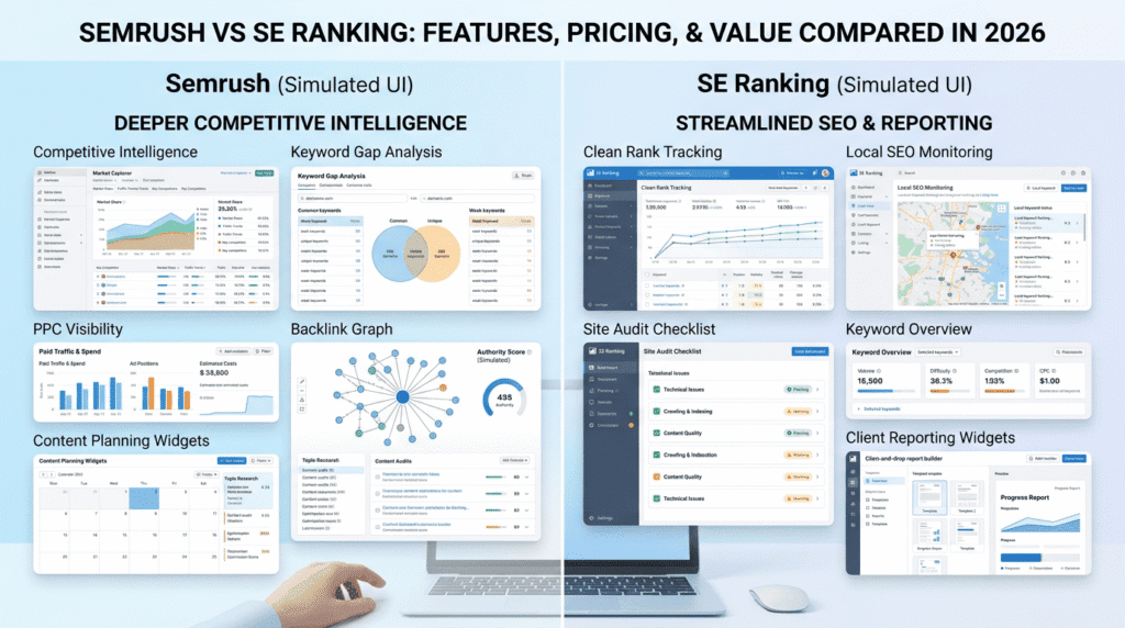 Keyword research and competitor analysis in Semrush Vs Seranking