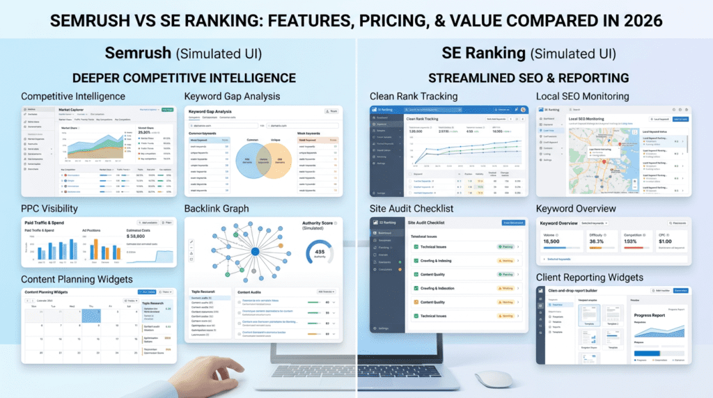 Keyword research and competitor analysis in Semrush Vs Seranking