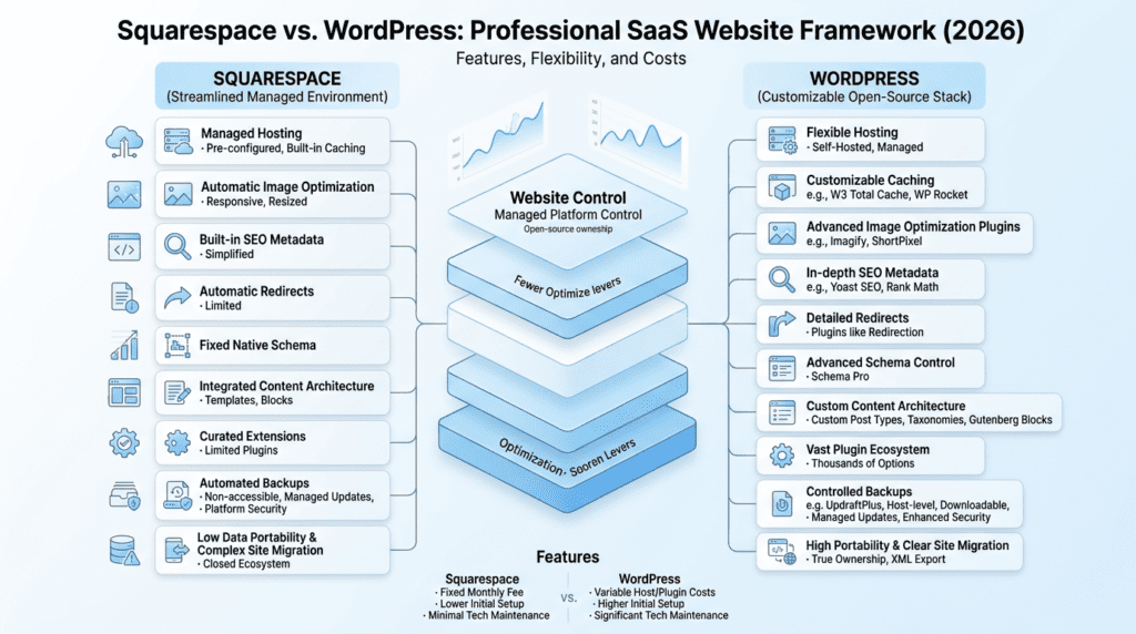 Squarespace vs WordPress SEO performance and ownership control framework