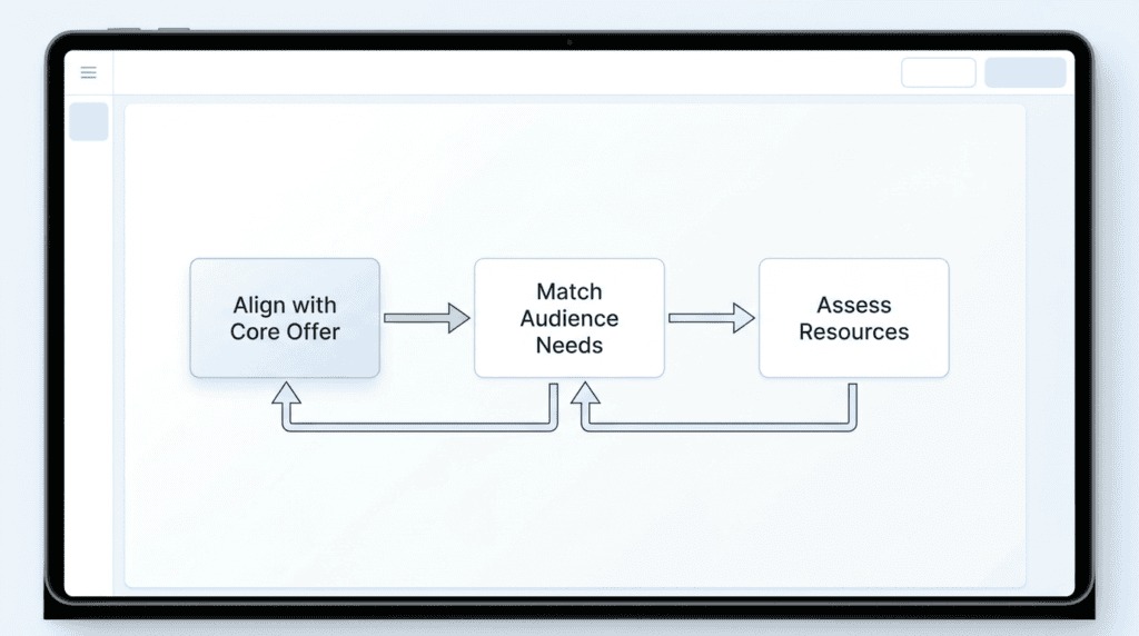 Workflow diagram explaining how to strategically choose the right lead magnet for your target audience.