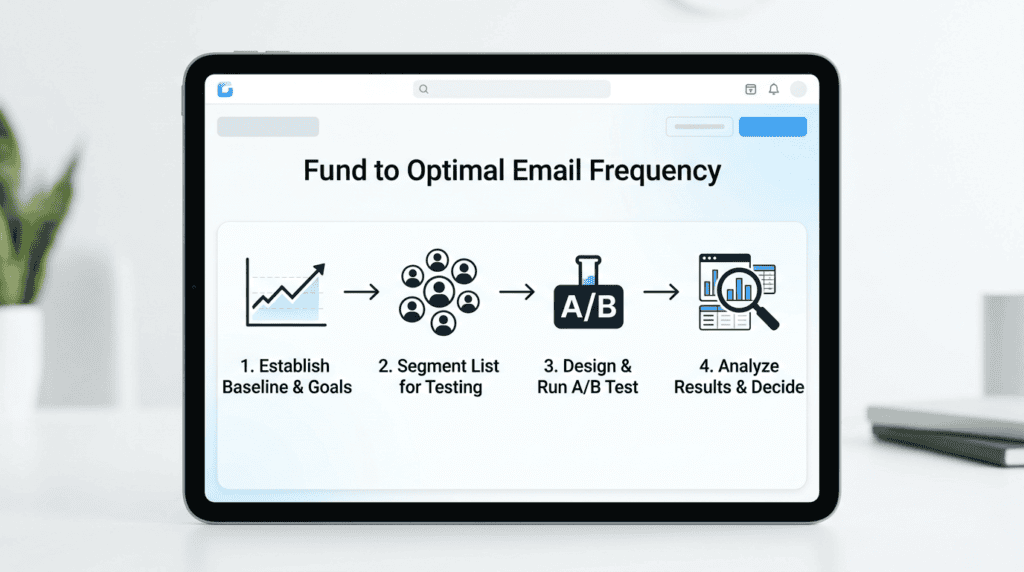 Workflow diagram detailing a practical, data-driven method to find optimal email sending frequency.